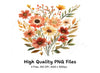 Warm Toned Autumn Flower Bouquets Clipart Bundle