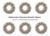 Pinecone Evergreen Wreath Clipart Bundle
