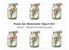 Wildflowers in Glass Jar Clipart Bundle