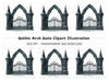 Gothic Archway Gate Clipart Bundle