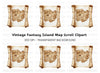 Vintage Treasure Map Scroll Clipart Bundle