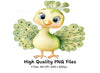 Charming Peacock Bird Clipart Bundle
