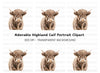 Cute Highland Calf Face Clipart Bundle