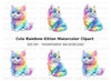 Fluffy Rainbow Kittens Clipart Bundle