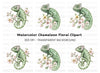 Chameleon with Pink Flowers Clipart Bundle