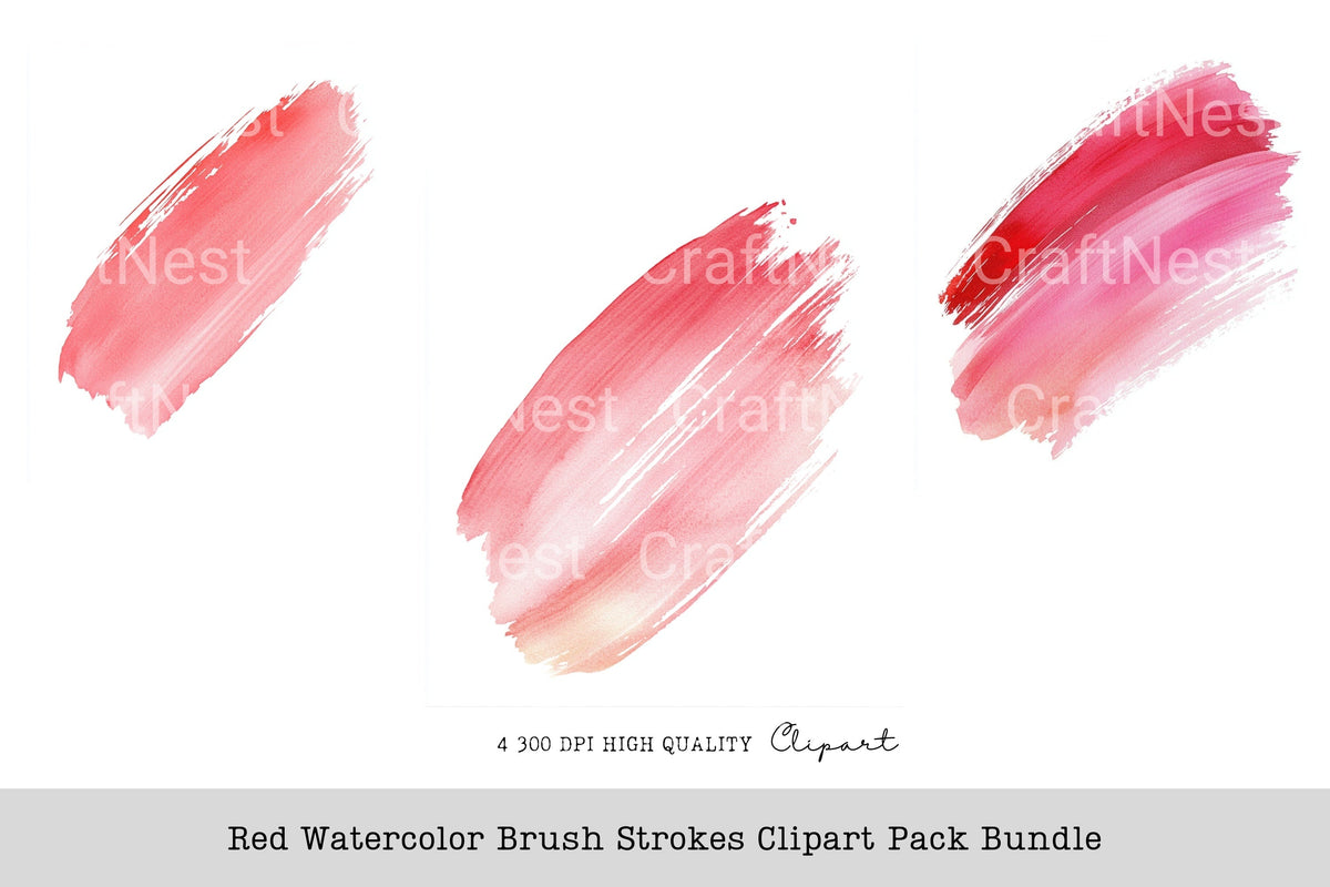 Red Brush Strokes Clipart Bundle