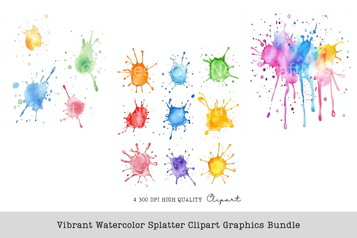 Vibrant Splatter Graphics Clipart Bundle