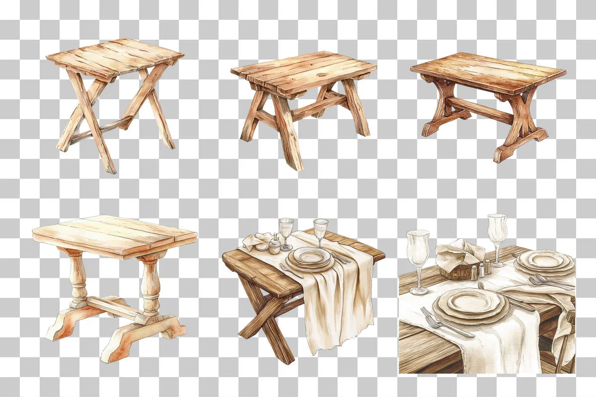 Rustic Cottage Dining Table Clipart Bundle - CraftNest - Digital Crafting and Art