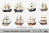 Vintage Sailing Ships Clipart Bundle