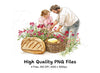 Harvesting Flowers & Baking Bread Clipart Bundle