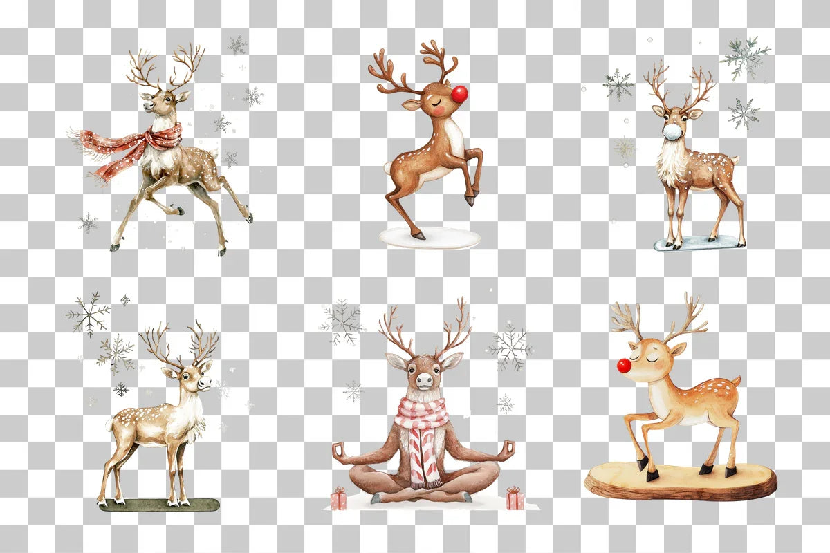 Festive Meditating Reindeer Clipart Bundle - CraftNest - Digital Crafting and Art