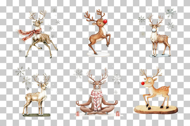 Festive Meditating Reindeer Clipart Bundle - CraftNest - Digital Crafting and Art