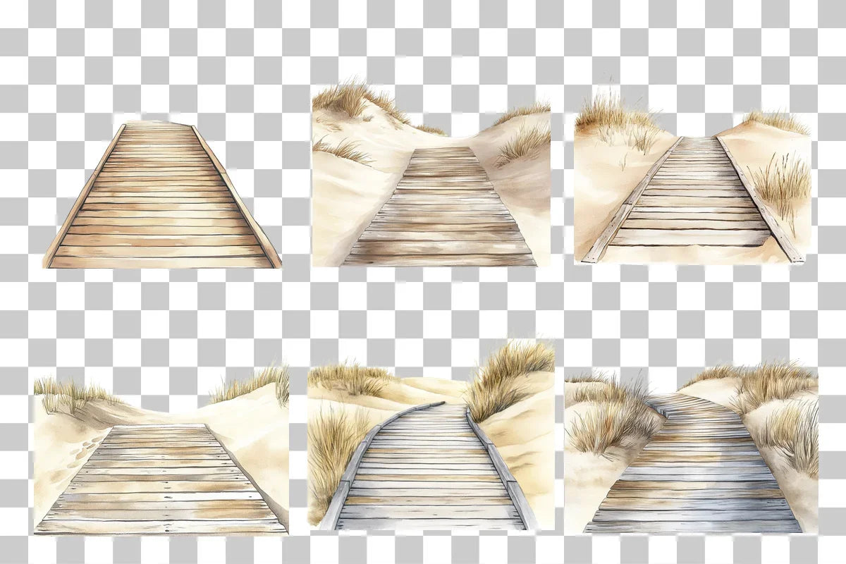 Beach Boardwalk Sand Dunes Clipart Bundle - CraftNest - Digital Crafting and Art