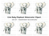 Cute Baby Elephant Clipart Bundle