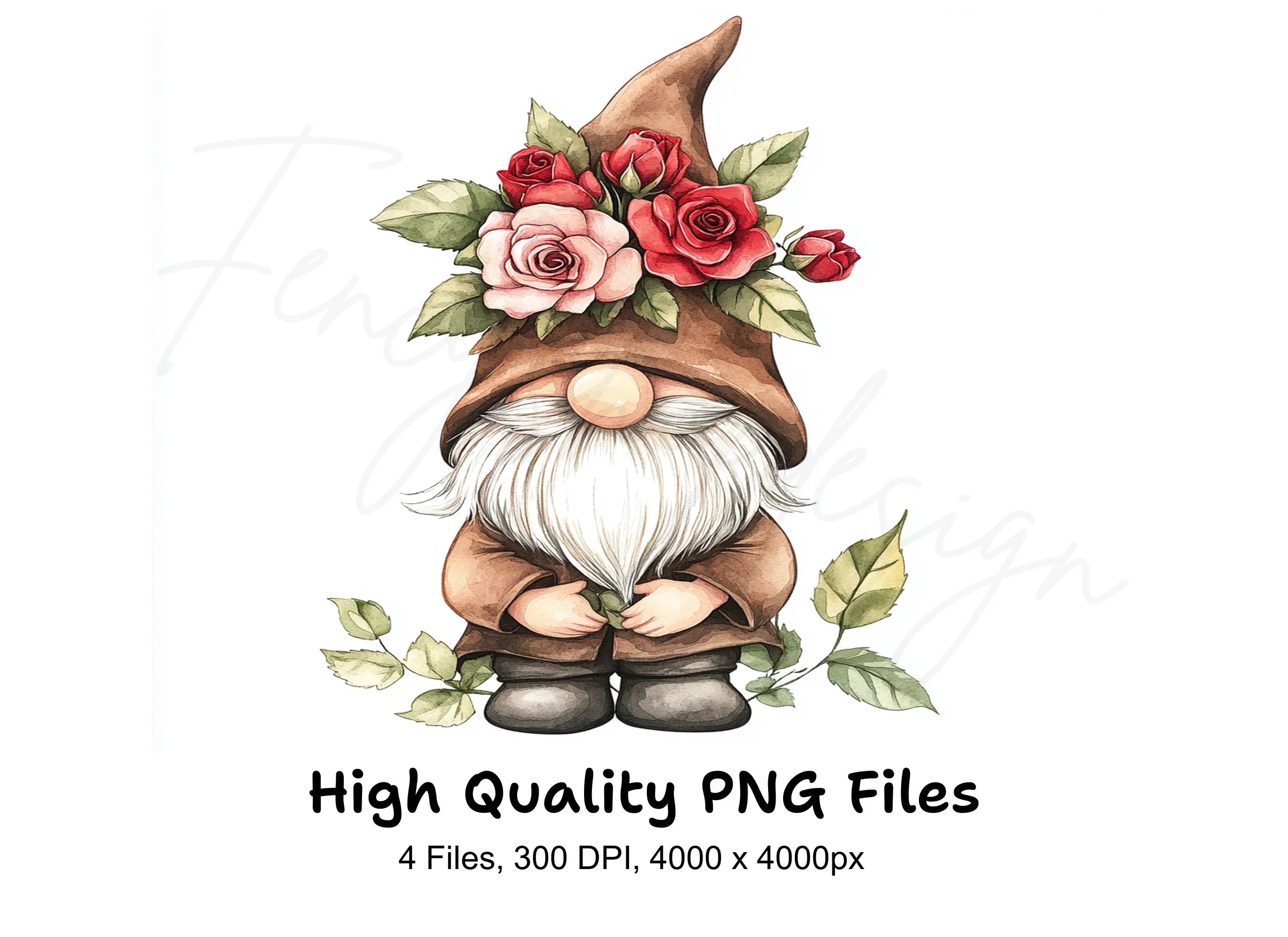 Charming Floral Gnomes Clipart Bundle