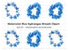 Vibrant Blue Flower Wreaths Clipart Bundle