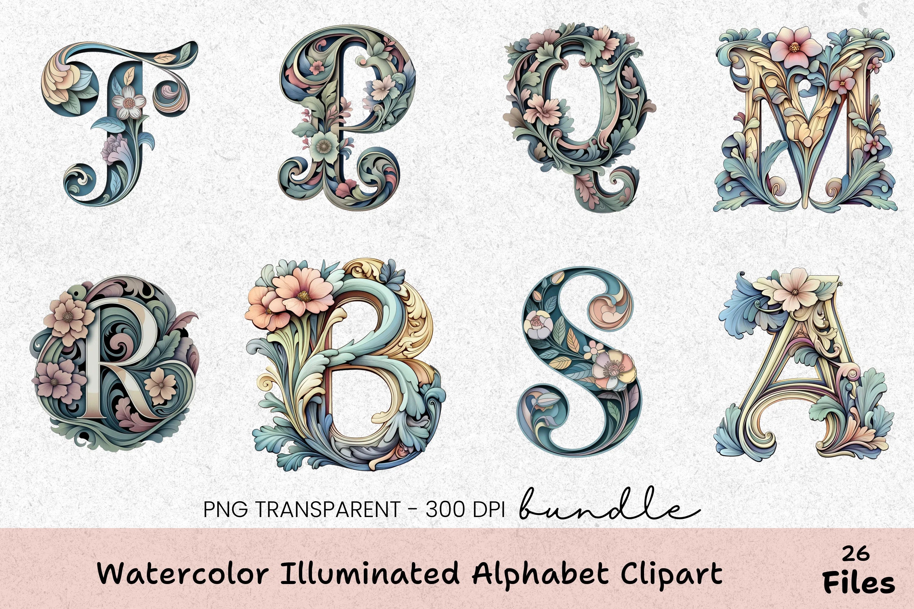 Illuminated Alphabet Clipart Bundle - CraftNest - Digital Crafting and Art