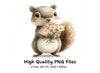 Cute Squirrels with Flower Bouquets Clipart Bundle