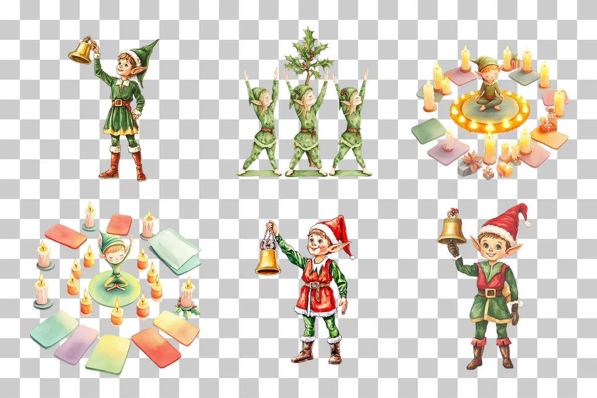 Christmas Yoga Elves & Santa Clipart Bundle - CraftNest - Digital Crafting and Art