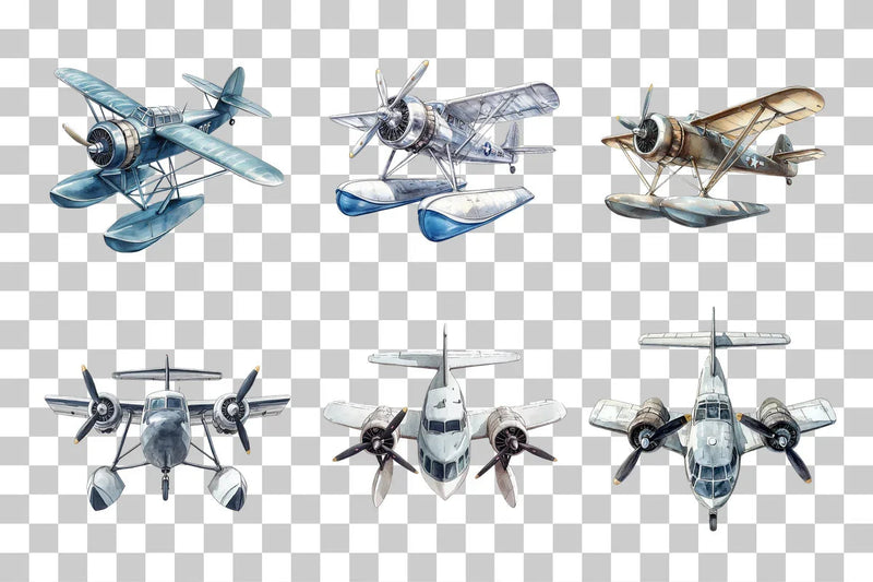 Vintage Seaplane Aircraft Clipart Bundle - CraftNest - Digital Crafting and Art