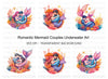 Romantic Mermaid Couple Hugging Clipart Bundle
