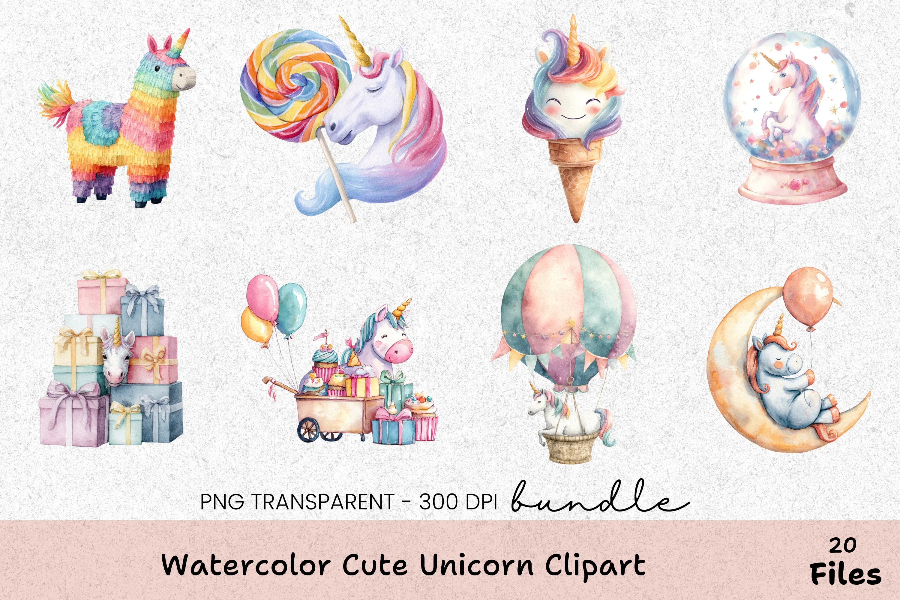 Cute Unicorn Clipart Bundle - CraftNest - Digital Crafting and Art