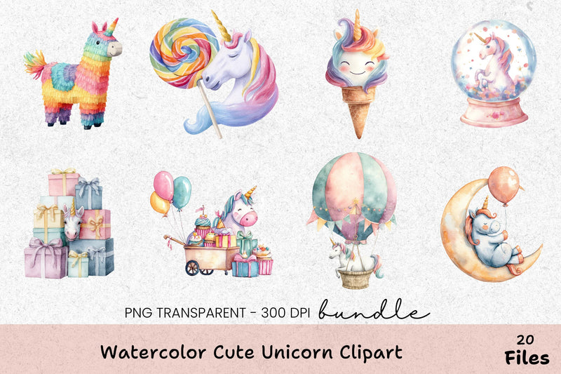 Cute Unicorn Clipart Bundle - CraftNest - Digital Crafting and Art