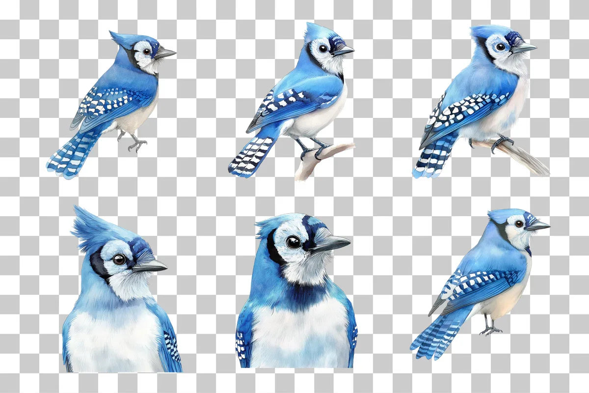 Blue Jay Woodland Bird Clipart Bundle - CraftNest - Digital Crafting and Art