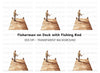 Fisherman on Dock Clipart Bundle