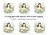 Girl in Flowers Clipart Bundle