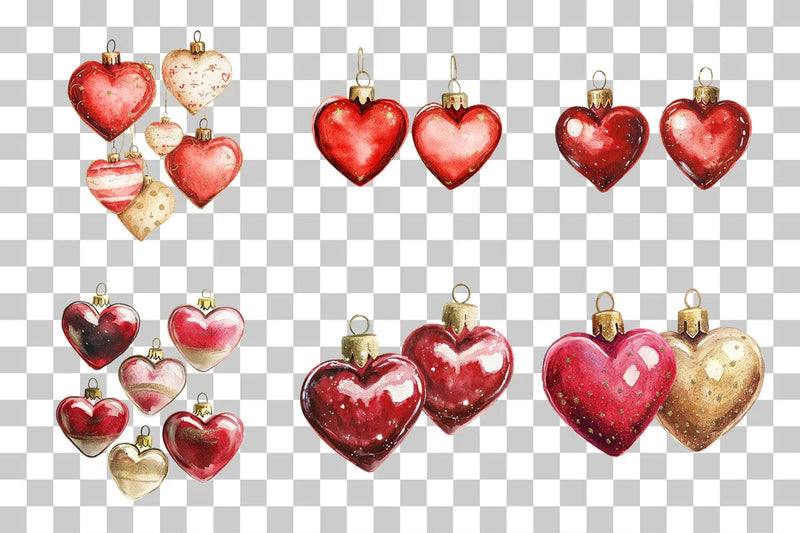 Heart Christmas Ornaments Clipart Bundle - CraftNest - Digital Crafting and Art