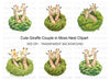 Cute Giraffe Couples in Moss Nests Clipart Bundle