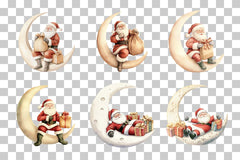 Santa in Moon Clipart Bundle - CraftNest - Digital Crafting and Art