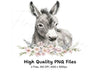 Baby Donkey Floral Accents Clipart Bundle