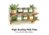 Herb Jars on Wooden Shelves Clipart Bundle