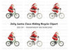 Santa Claus Riding Bicycle Clipart Bundle