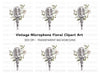 Retro Microphone with White Flowers Clipart Bundle