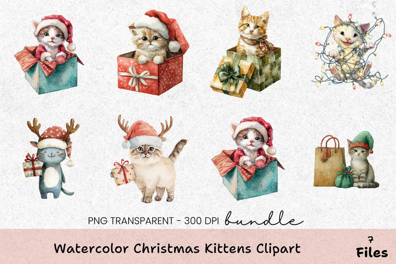 Christmas Kittens Clipart Bundle - CraftNest - Digital Crafting and Art