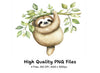 Adorable Sloth Jungle Leaves Clipart Bundle