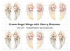 White Feathered Angel Wings with Flowers Clipart Bundle