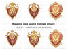 Royal Lion Shield Emblems Clipart Bundle