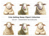 Smiling Sheep Face Clipart Bundle