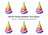 Rainbow Christmas Tree Clipart Bundle