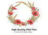 Poppy and Wheat Wreath Clipart Bundle