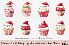 Holiday Cupcake Santa Hat Clipart Bundle - CraftNest - Digital Crafting and Art