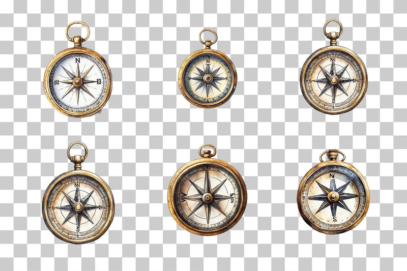 Vintage Nautical Compass Clipart Bundle - CraftNest - Digital Crafting and Art