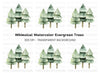 Winter Forest Pine Tree Clipart Bundle