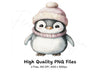 Charming Penguin Scarf Hat Clipart Bundle