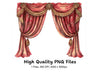 Elegant Red Curtain Clipart Bundle