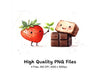 Cute Strawberry and Chocolate Friends Clipart Bundle